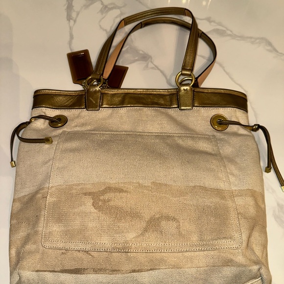 Coach Limited Edition Audrey Canvas Leigh Embellished Gold Starfish Tote 17024 - Picture 7 of 10